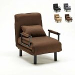 Fauteuil convertible 1 place chauffeuse en tissu deborah - marron