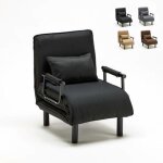 Fauteuil convertible 1 place chauffeuse en tissu deborah - noir