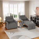 Fauteuil convertible 108x85x86cm - canap� - lit 1 place avec dossier r�glable (5 positions), table pliante ...