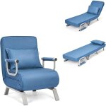 Fauteuil convertible, canap� - lit pliable avec coussin, 2 accoudoirs et dossier r�glable � 5 positions, ...