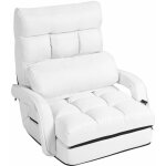 D�coshop26 - fauteuil convertible chauffeuse convertible 1 place en tissu avec oreiller 5 positions blanc ...
