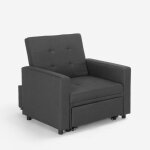 Fauteuil convertible lit 1 place avec accoudoirs design moderne brooke - gris