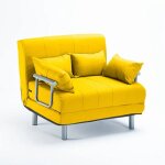 Fauteuil convertible lit convertible en tissu deborah twin - jaune