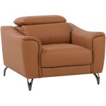 Fauteuil design en cuir pu et véritable marron haut de gamme avec appui - tête inclinable style Élégant ... Fauteuil design en cuir pu et véritable marron haut de gamme avec appui - tête inclinable style Élégant ...