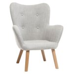 Fauteuil enfant scandinave en tissu gris polaire et bois clair baby bristol