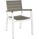 Fauteuil harmony en re'sine antichoc et lattes effet bois blanc / gris tourterelle 58x58x86 cm pour jardin ...