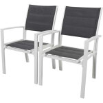 Fauteuil jardin alu / textil�ne  brazil / canaries  - phoenix - blanc / gris fonc�