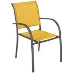Hesperide - fauteuil de jardin empilable piazza jaune moutarde & graphite en aluminium trait� �poxy - ...