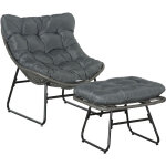 Outsunny - fauteuil de jardin avec repose - pieds - 2 coussins polyester inclus - métal époxy résine ... Outsunny - fauteuil de jardin avec repose - pieds - 2 coussins polyester inclus - métal époxy résine ...