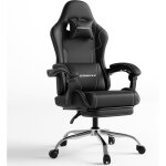 Fauteuil de jeu dowinx noir avec repose - pieds, soutien lombaire massant, ergonomique, appui - t�te, ...