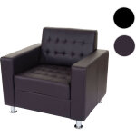 Fauteuil kunda, fauteuil de salon / club, pieds m�talliques - similicuir, caf�