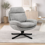 Fauteuil lounge pivotant 78x91x99cm en tissu gris clair chin� - zenty