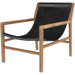 Rendez - vous d�co - fauteuil lounge en teck et cuir de vachette noir - apache