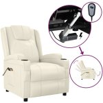 Fauteuil de massage �lectrique chaise de massage fauteuil design fauteuil relax cr�me blanc similicuir ...