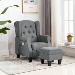 Fauteuil de massage avec repose - pied gris clair tissu