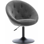 Dcoshop26 - fauteuil oeuf capitonn design tissu velours chaise bureau pivotant gris fal09073
