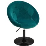 Dcoshop26 - fauteuil oeuf capitonn design tissu velours chaise bureau pivotant vert bleu fal09072