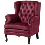 Massivmoebel24 - fauteuil  oreille en cuir vritable bordeaux chesterfield 401