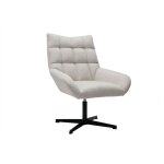 Miliboo - fauteuil pivotant design en tissu effet velours texuré beige et métal noir king Miliboo - fauteuil pivotant design en tissu effet velours texuré beige et métal noir king