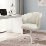 Fauteuil pivotant r�glable, chaise de maquillage rembourr�e, dossier p�tale, pour chambre, salon, blanc ...