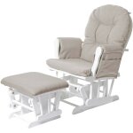 Mendler - fauteuil relax hwc - c76 fauteuil � bascule, rocking - chair, tissu - cr�me, monture blanche ...