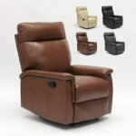 Le roi du relax ? fauteuil relax inclinable en similicuir marron ? repose - pieds manuel ? design moderne ...