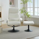 Fauteuil relax massage chauffant blanc, 5 points vibration 3 niveaux, dossier r�glable 140�avec repose ...