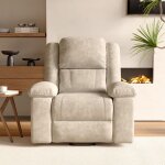 Fauteuil relax de massage �lectrique et chauffant, inclinaison 160� avec fonction levage, velours, beige ...