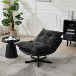 Fauteuil relax pivotant 360� avec dossier r�glable 3 positions, structure m�tal noire, tissu chenille ...