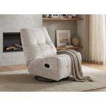 Fauteuil relax pivotant en velours chin� beige lison