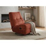 Fauteuil relax pivotant en velours chin� terracotta lison