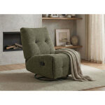 Fauteuil relax pivotant en velours textur� vert kaki lison