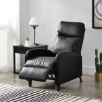 Fauteuil relaxant bregenz inclinable et repose - pieds similicuir noir [en. casa]