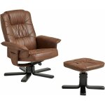 Idimex - fauteuil de relaxation avec repose - pieds charly, en tissu brun et pieds noir