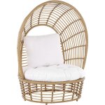 Beliani - fauteuil en rotin effet ajour pour intrieur ou jardin de couleur beige et blanche de style ...