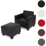 Fauteuil salon / lounge lyon avec pouf, simili - cuir, rouge