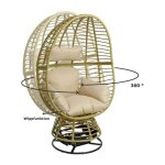 Estexo - fauteuil de salon en poly rotin fauteuil pivotant en rotin chaise relax beige