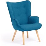 Idmarket - fauteuil scandinave ivar en tissu bleu canard