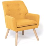 Idmarket - fauteuil scandinave nat en tissu jaune moutarde