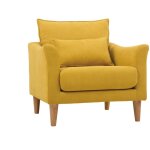 Miliboo - fauteuil scandinave en tissu effet velours jaune moutarde et bois clair kate