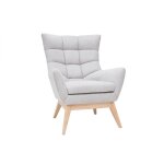 Miliboo - fauteuil scandinave en tissu effet velours textur gris clair et bois clair brody
