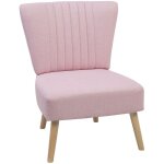 Beliani - fauteuil scandinave en tissu rose avec pieds en bois et rembourrage �pais pour salon au style ...