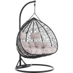 Fauteuil suspendu 2 places en r�sine tress�e - noir avec coussins gris - cayambe de mylia