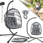 Fauteuil suspendu jungle avec grands coussins + support de couverture - balanoire suspendue indoor / ...