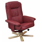 Hhg - fauteuil de t�l� m56, fauteuil de relaxation sans tabouret, similicuir, bordeaux