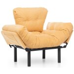 Fauteuil transformable en lit tissu jaune pliaz 95cm Fauteuil transformable en lit tissu jaune pliaz 95cm
