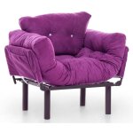 Fauteuil transformable en lit tissu violet pliaz 95cm Fauteuil transformable en lit tissu violet pliaz 95cm