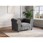 Fauteuil velours gris chesterfield Fauteuil velours gris chesterfield