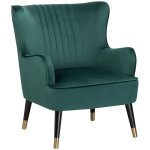 Beliani - fauteuil vintage en velours vert fonc� avec pieds dor�s et rembourrage moelleux de qualit� ...