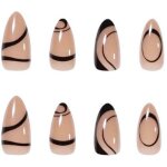 Faux ongles courts en amande, pointes fran�aises ombr�es